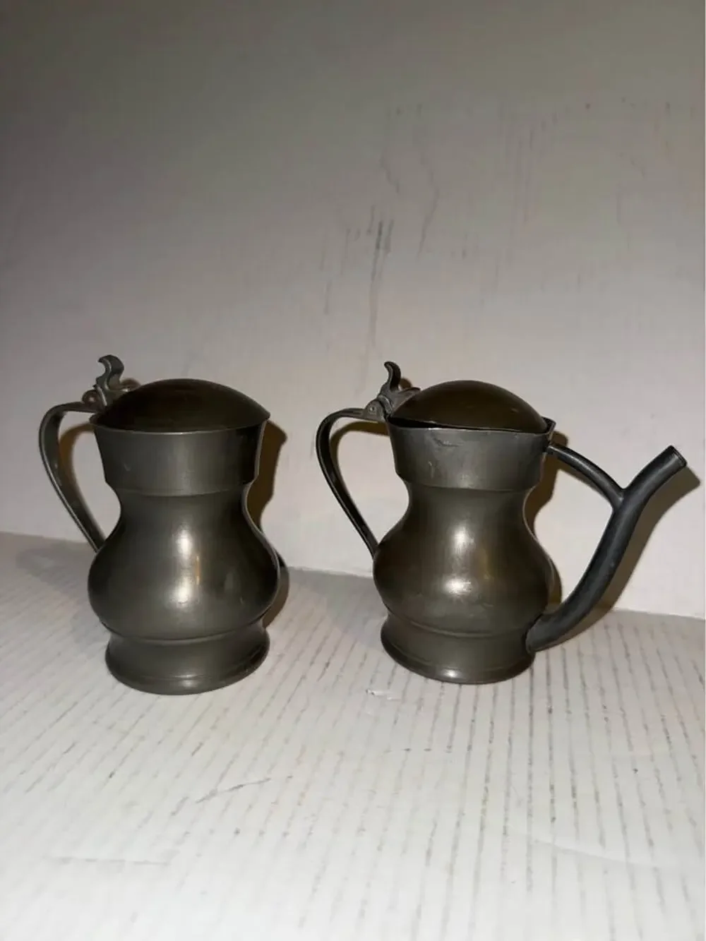 Vintage Metawa Holland Real Pewter Lidded Creamer and Pitcher Set